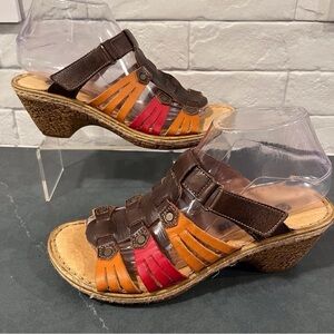 Remonte sz 38 US 7.5-8 brown orange yellow strappy leather sandals